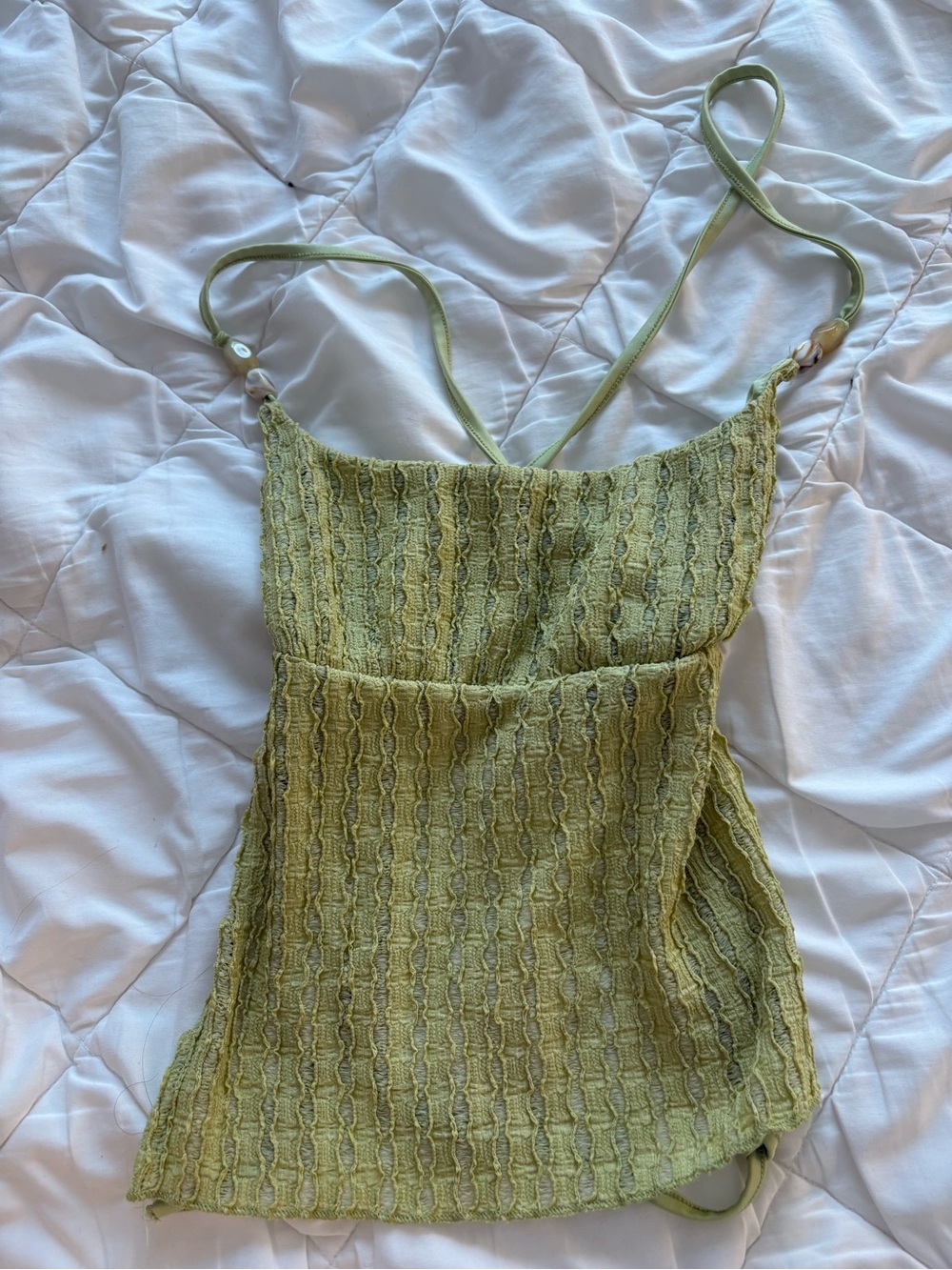 White Fox Boutique Olive Green Textured Cami Top